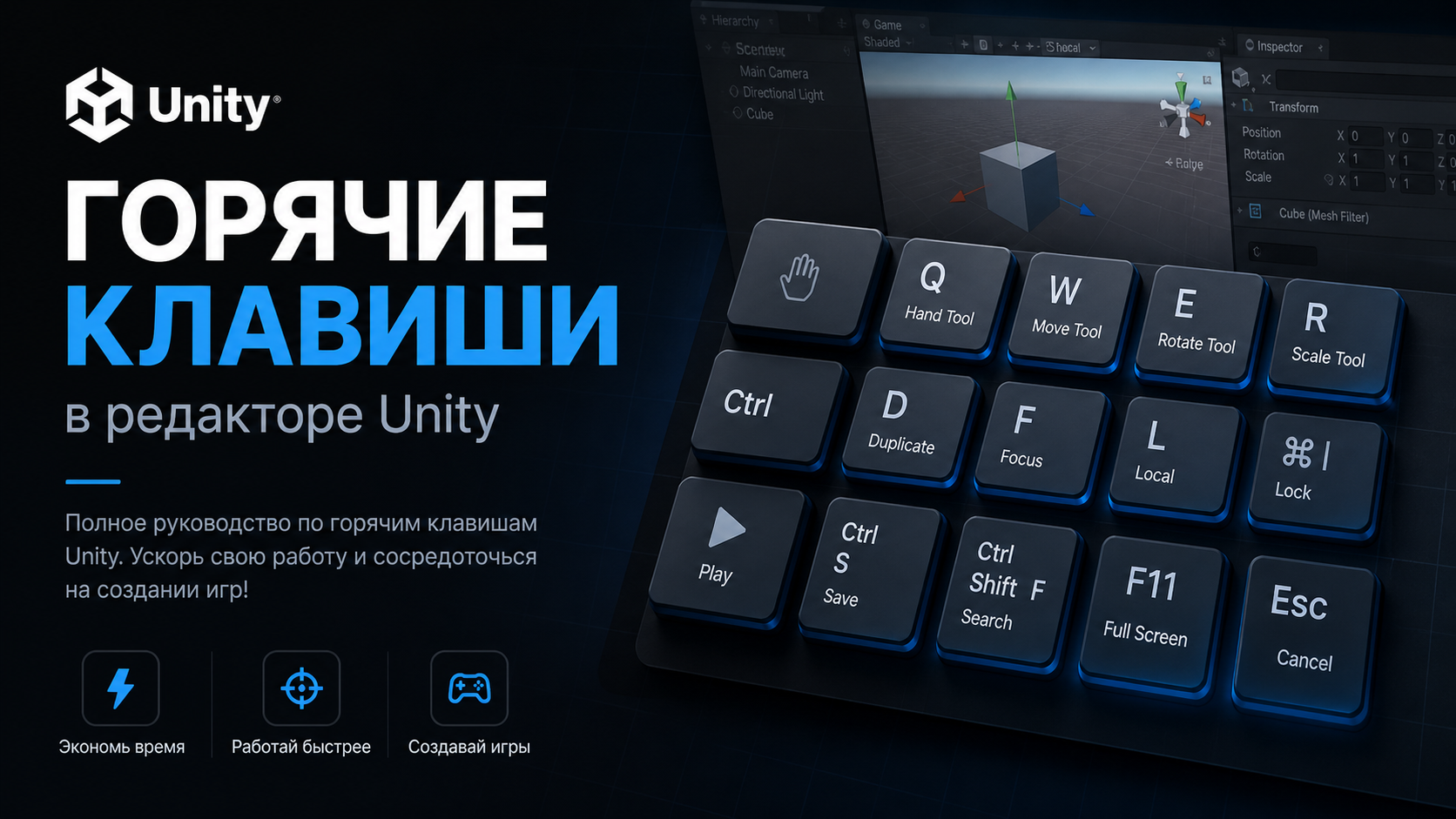 Горячие клавиши в Unity: как ускорить работу в редакторе