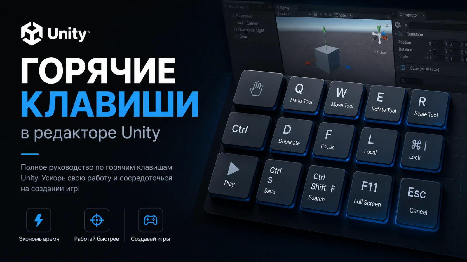 Горячие клавиши в Unity: как ускорить работу в редакторе