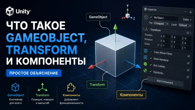 Что такое GameObject, Transform и компоненты в Unity