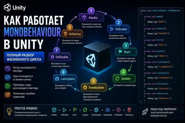 Как работает MonoBehaviour в Unity: полный разбор жизненного цикла
