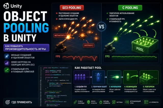 Object Pooling в Unity: как повысить производительность игры