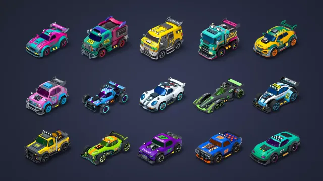 Modular Cyber Racing Cars - Low Poly 3D Models