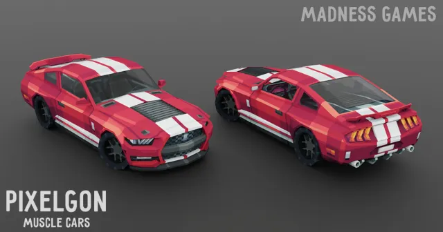 PIXELGON Muscle Cars Pack - Low Poly Pixel Art 3D