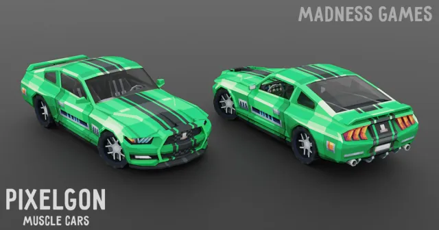 PIXELGON Muscle Cars Pack - Low Poly Pixel Art 3D