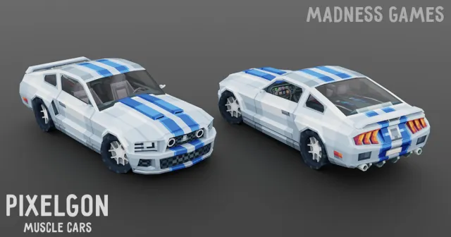 PIXELGON Muscle Cars Pack - Low Poly Pixel Art 3D