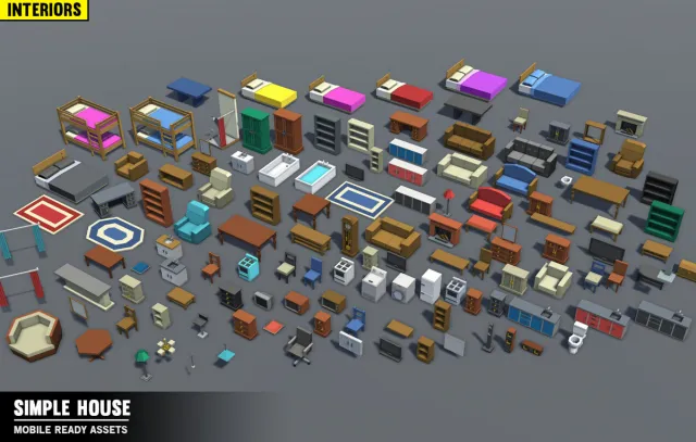 Simple House Interiors - Cartoon assets