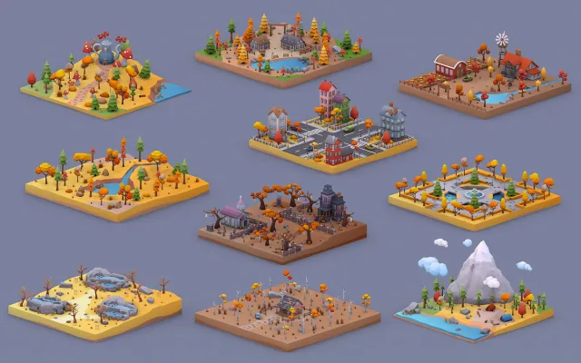 Low Poly Autumn Locations Pack