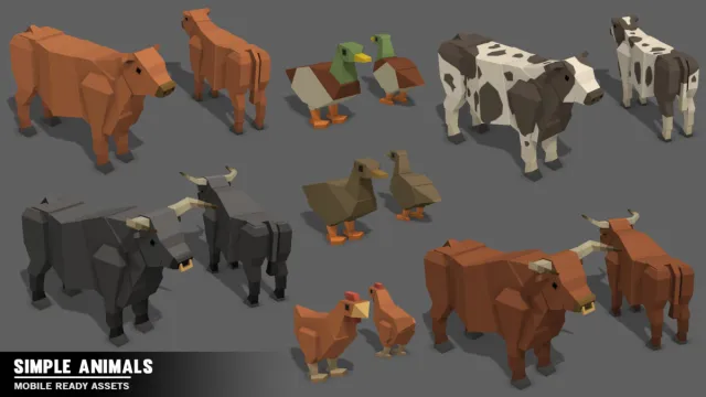 Simple Farm Animals - Cartoon Assets